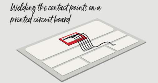 Welding the contact points on a printed circuit board